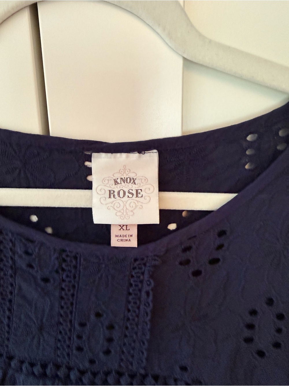 Pair of Navy & White Eyelet Scallop Hem Tops, XL - Picture 13 of 14